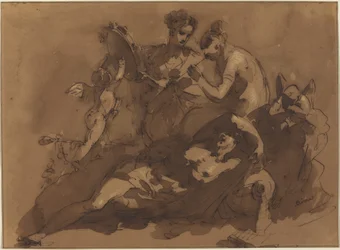 Una escena mitológica con dioses del mar