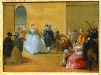 Un baile de máscaras veneciano ... (pintura sobre lienzo)