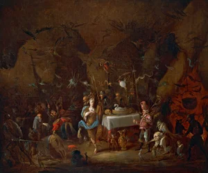 Reunión de brujas, por Giuseppe Bernardino Bison, óleo sobre lienzo, Italia