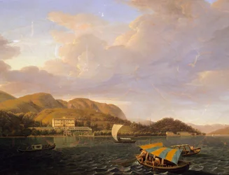 Villa Carlotta en Tremezzo, en el lago de Como, por Giuseppe Bisi (1787-1869)
