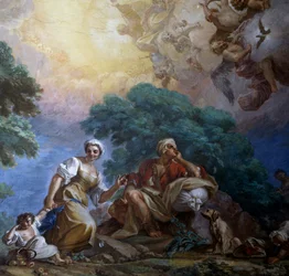 Visitación, por Giuseppe Bonito, fresco, Palacio Real de Portici, Campania, Italia