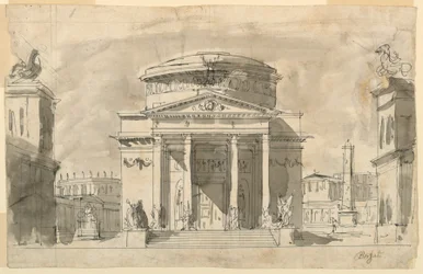 Diseño escénico, grupo de edificios antiguos