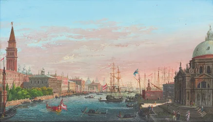 Vista del Gran Canal, Venecia, con el Palazzo Ducale y la Salute