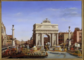 Visita de Napoleón I a Venecia del 28 de noviembre al 8 de diciembre de 1807: entrada del Emperador en góndola en el Gran Canal