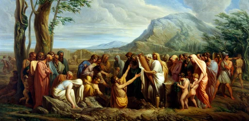 Entierro de las cenizas de Temístocles, de Giuseppe Bossi (1777-1815), hacia 1809, óleo sobre lienzo, 60x116 cm, Grecia Antigua