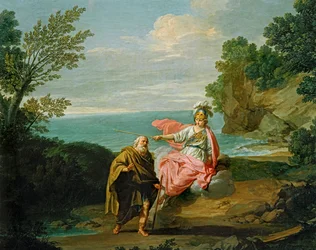La diosa Atenea disfraza a Ulises de mendigo (pintura sobre lienzo)