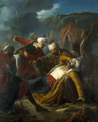 La muerte de Dragut (pirata turco) durante el asedio de Malta por los turcos en 1565 - por Giuseppe Cali