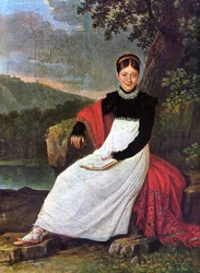 La reina Carolina (Bonaparte) de Nápoles en traje tradicional de campesina napolitana.