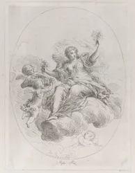 Figura alegórica en una nube con putti, después de Stefano Pozzi