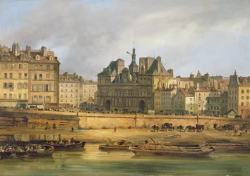 Hotel de Ville y el malecón, París, 1828
