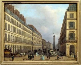 Rue Castiglione en París en 1829. Pintura de Giuseppe Canella (1788-1847)