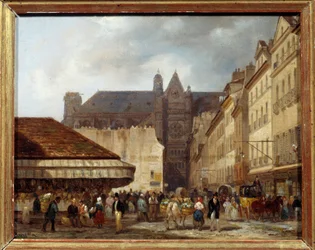Rue des Prouvaires y la iglesia de Saint Eustache (Quartier des Halles) en París