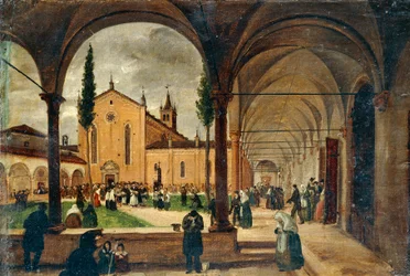 El claustro de San Bernardino, de Giuseppe Canella (1788-1847), óleo sobre lienzo, 29x42 cm.