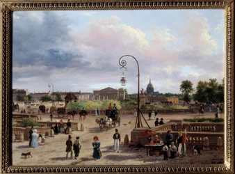 Vista de la Plaza Luis XVI (actual Plaza de la Concordia) Pintura de Giuseppe Canella (1788-1847) 1829 París, Museo Carnavalet