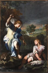 Tobías y el ángel (óleo sobre lienzo)