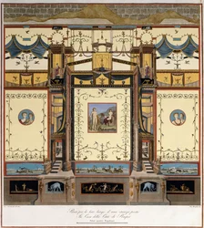 Un largo muro en una habitación de una casa de Pompeya