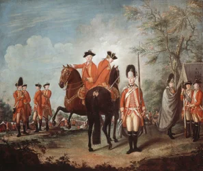 Dos caballos del regimiento, 25º Regimiento de Infantería, Menorca, c.1769