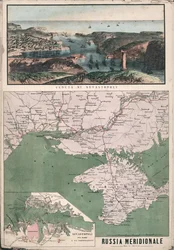 Mapa del sur de Rusia con vista de la bahía de Sebastopol y sus fortificaciones, 1853