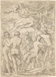 Alegoría con figuras mitológicas