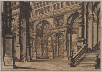 Sala abovedada monumental con escalera