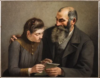 El maestro y la niña (óleo sobre lienzo)