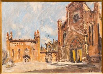 Plaza de Verona (óleo sobre madera)