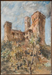 El castillo de Maranello (óleo sobre madera)