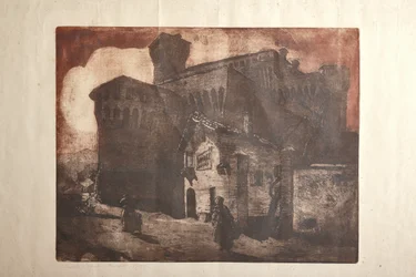 El castillo de Vignola (aguafuerte y aguatinta sobre papel, plancha)