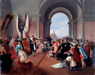 Andrea Doria rechazando la corona de Génova, por Giuseppe Isola (1808-1893), c. 1868