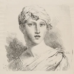 Busto de una joven con turbante