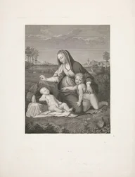 María con el Niño y el joven Juan Bautista en un paisaje
Madonna del Velo