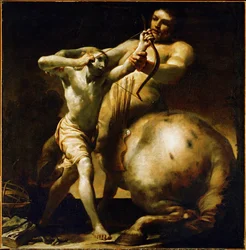 El centauro Quirón enseña al joven Achill a tirar con arco ... (óleo sobre lienzo)