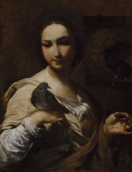 Chica sosteniendo una paloma, 1721-27