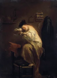Mujer buscando pulgas, 1710s