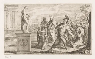 Eneas ofrece a Apolo El rey Coelicolos mata a un toro en la playa (título sobre el objeto) Omzwervingen van Aeneas (título de la serie) L