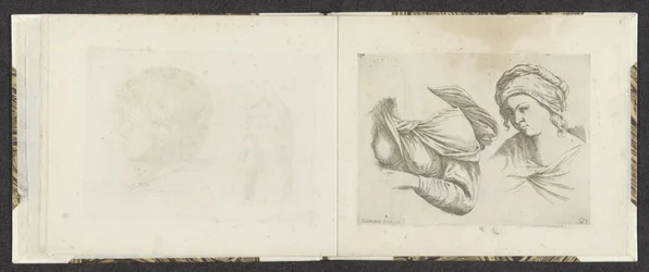 Cuerpo superior de mujer y busto de mujer Ejemplos de dibujo (título de la serie) Mitelli intaglio (título de la serie)