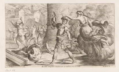 Geest van Creüsa verhitt aan Eneas Eneas es abordado por la imagen y la sombra del hueco (título sobre el objeto) Omzwervingen van Aeneas (título de la serie) Pintura de L
