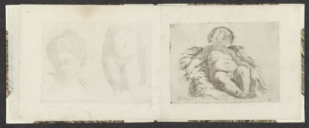 Bebé desnudo acostado Ejemplos de dibujo (título de la serie) Mitelli intaglio (título de la serie)