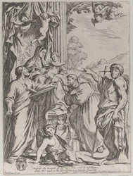 La Virgen entronizada con tres santos, 1668