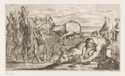 Trojanen ofrece dieren aan Neptuno Aris otorga honores a Neptuno (título sobre objeto) Omzwervingen van Aeneas (título de la serie) Pintura de L