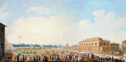 Celebración en la Cascine en honor a Fernando III, carrera de bereberes frente al Casino