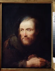 Retrato de un hombre. (Retrato de un hombre). Pintura de Giuseppe Nogari (1699-1763). Italia, escuela veneciana de estilo rococó. Óleo sobre tela. Museo Nacional de Tula, Rusia.