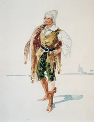 Traje de Bernabé en el acto III de La Gioconda de Amilcare Ponchielli, boceto de Giuseppe Palanti (1881-1946)