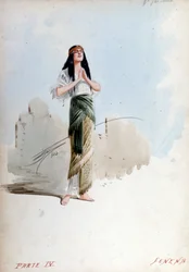 Traje de fenena de Giuseppe Palanti (1881-1946) en la ópera de Giuseppe Verdi (1813 - 1901), Nabucco llamada primero Nabucodonosor Museo de la Scala