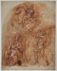 Alegoría con un monumento ecuestre, Minerva y Neptuno