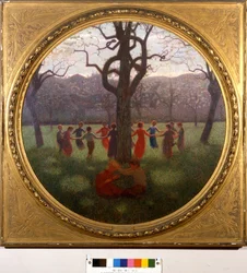 Girotondo o el idilio primaveral: la ronda o el idilio de la primavera. Pintura de Giuseppe Pellizza da Volpedo (1868-1907)