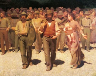 El cuarto estado, de Giuseppe Pellizza da Volpedo, detalle