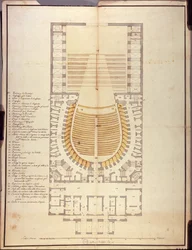 Dibujo original de la arquitectura interior del Teatro alla Scala