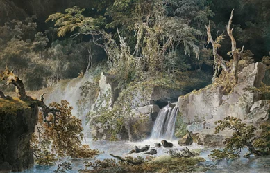 Paisaje con cascada