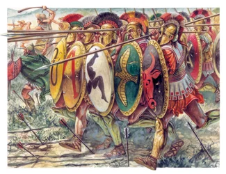 Antigua Grecia: hoplitas, infantería pesada armas - Antigua grecia: hoplitas - Ilustración de Giuseppe Rava